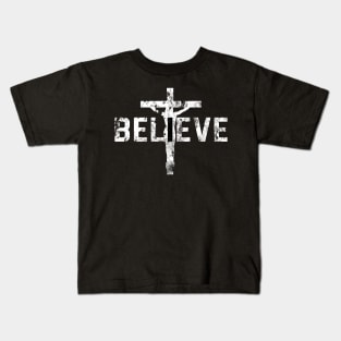 Believe Cross Christian Jesus Christ Religious Faith Women Men Kids T-Shirt